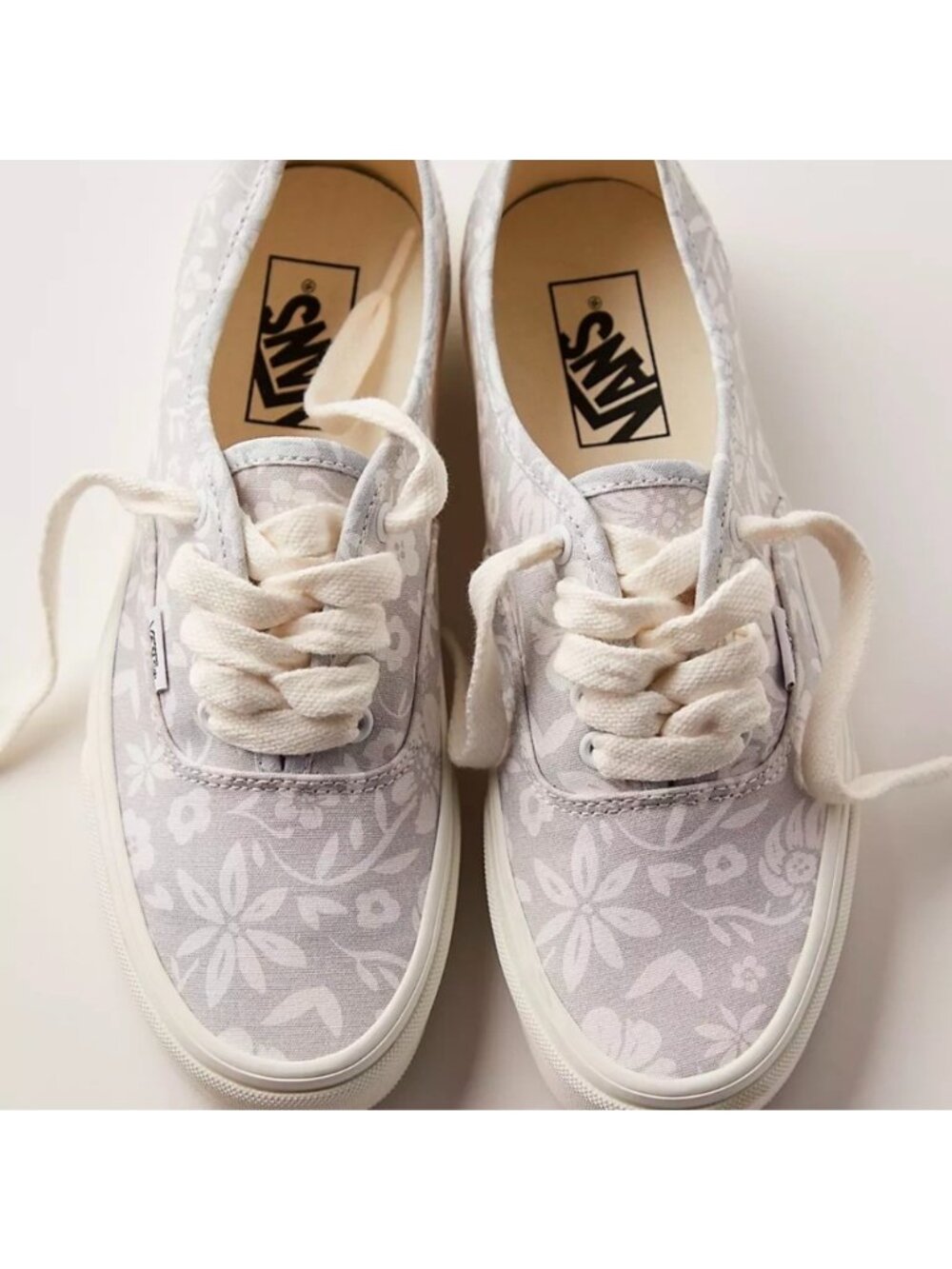Vans Authentic Classic Women Size 10 Wood Block White Floral 1026 - Picture 7 of 8